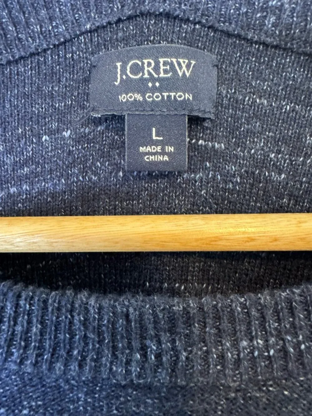 J.Crew 100% Cotton Crewneck Sweater Men’s Large Navy Blue Marled Knit